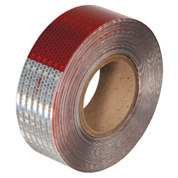 Impct Resistant Conspicuity Reflective Tape, 150 ft lg, 2 in wd, Red, Silver