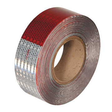 Safety Conspicuity Tape, 150 ft lg, 2 in wd, 13 mil thk, Red/White, Vinyl