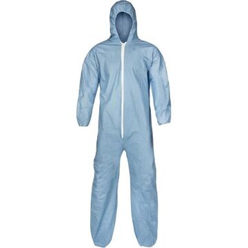 Attached Hood Coverall, Blue, Pyrolon Superior Fr Fabric