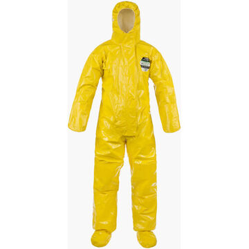 Elastic Hood Coverall, Yellow, Polymer Film