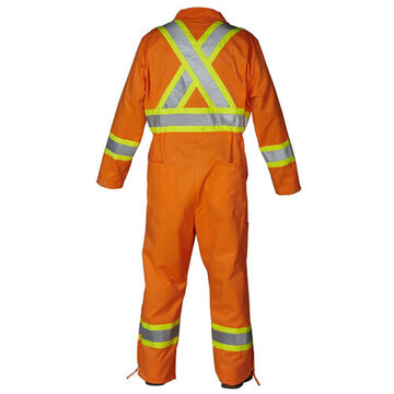 High Visibilty Safety Unlined Coverall, Orange, 65% Polyester, 35% Cotton