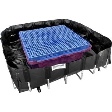 Dual Containment Berm, 72 in lg, 18 in ht, 72 in wd, Polyethylene, Black