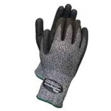 Coated Cut Resistant Sleeve, Nitrile Butadiene Rubber Palm, Black/gray