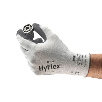 Gloves, Cut Resistant Sleeve, Polyurethane Palm, Gray, Gunn Cut, Fiber Glass, Hppe, Nylon, Spandex