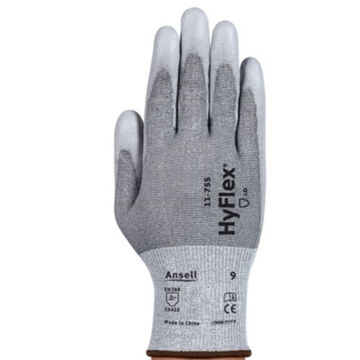 Glove, Coated Cut Resistant Sleeve, Polyurethane Palm, Gray, Hppe