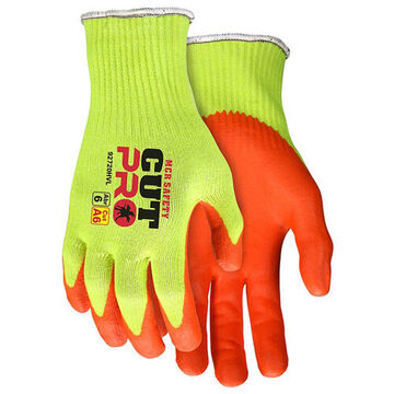 Gloves cut resistant, paume mousse nitrile, orange/jaune, tricot HPPE