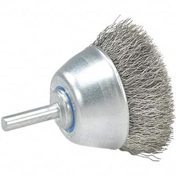 Wire Cup Brush, 1-1/2 in dia Brush, 1/4 in Arbor, 0.0118 in Dia Wire dia, Crimped, Steel