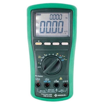 True RMS Digital Multimeter, 1000 VAC, 10 A, 600 ohm, 6/60/600 Kohm, 6/60 Mohm, Dual Backlit LCD