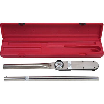 Dual Scale Dial Torque Wrench, 3/4 in Drive, 120 to 600 ft-lb, Fixed/Ratcheting, 10 ft-lb, 46-1/2 in lg