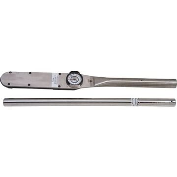 Dual Scale Dial Torque Wrench, 3/4 in Drive, 0 to 350 in-lb, Fixed/Ratcheting, 10 in-lb, 27-7/8 in lg