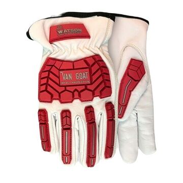 Gloves Cut Resistant Sleeve, Goatskin Palm, Off-white/red, Tpr
