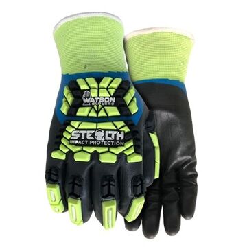 Glove Stealth Triple Threat Cut Resistant Sleeve, Nitrile Palm, Black/high Visibility Green