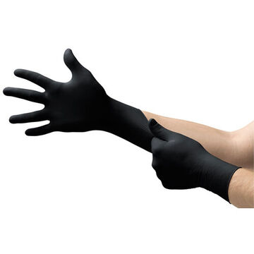 Gants jetables pour examen médical, noir, doigt texturé, nitrile