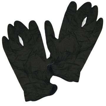 Barrier Disposable Gloves, M, Black, Nitrile