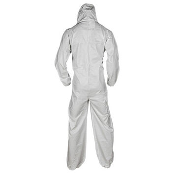Coverall Hooded Disposable, 4xl, White, Microporous Film