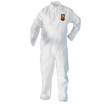 Hooded Disposable Coverall, XL, White, Micro Force Barrier SMS, 29-3/4 in Chest, 41 in Inseam lg