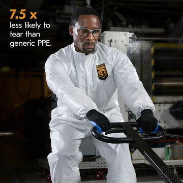 Hooded Disposable Coverall, 3XL, White, Micro Force Barrier SMS, 31-3/4 in Chest, 42 in Inseam lg