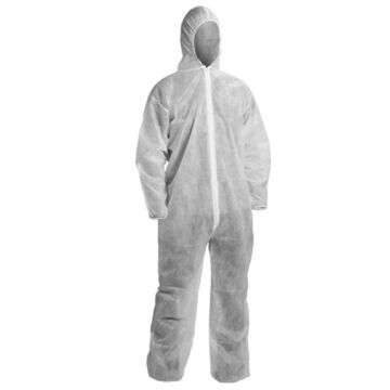 Hooded Disposable Coverall, XL, White