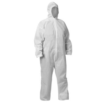 Hooded Disposable Coverall, M, White