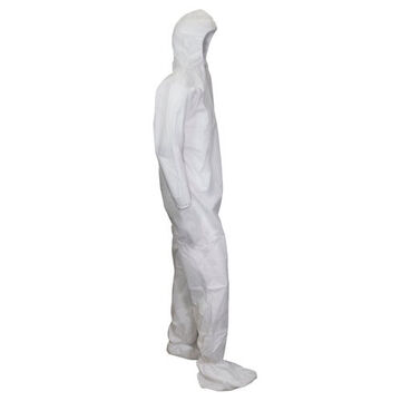 Hooded Disposable Coverall, L, White