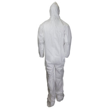 Hooded Disposable Coverall, L, White