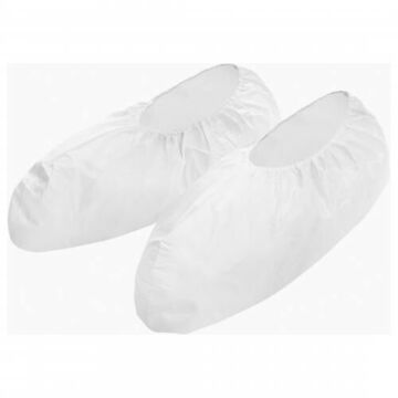 Non-Skid Disposable Shoe and Boot Cover, XL, 6-1/2 in ht, White, Elastic Ankle