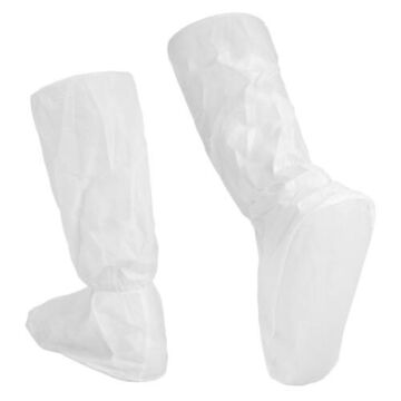 Disposable Shoe and Boot Cover, XL, 17 in ht, White, Elastic Ankle
