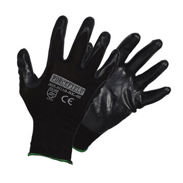 Gloves Disposable, Nitrile Palm, Black, Nylon