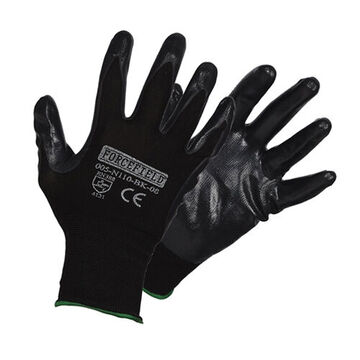 Gants jetables, paume en nitrile, noir, nylon