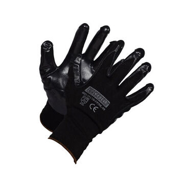 Disposable Gloves, No. 10/XL, Nitrile Palm, Black, Nylon