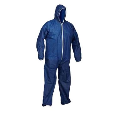 Disposable Coverall, L, Navy Blue, Polypropylene, 42 to 44 in Chest