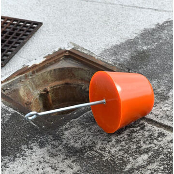 Protection Drain Plug, 4 in Fits Drain dia, 12-1/2 in lg, Polyurethane, Orange