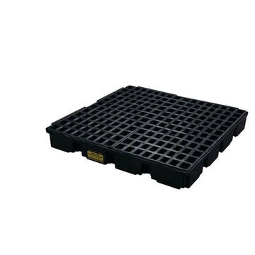 Drum Spill Pallet, 4 Drums, 60.5 gal, 51.5 in ht, Black