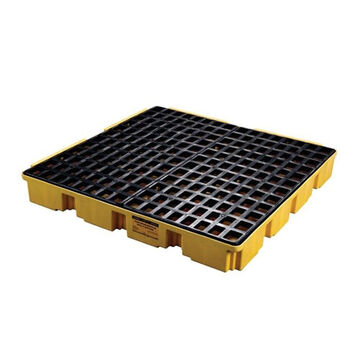 Drum Spill Pallet, 4 Drums, 60.5 gal, 6.63 in ht, Yellow