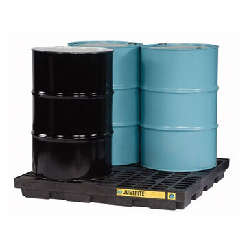 Drum Spill Pallet, 4 Drums, 49 gal, 5.5 in ht, Black