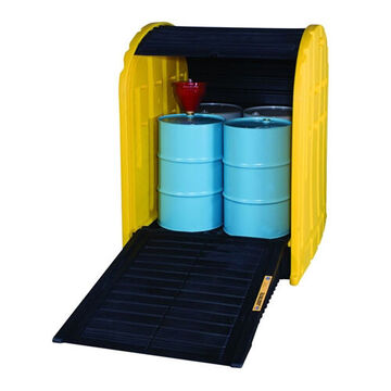 Drum Spill Pallet, 4 Drums, 79 gal, 72.25 in ht, Yellow