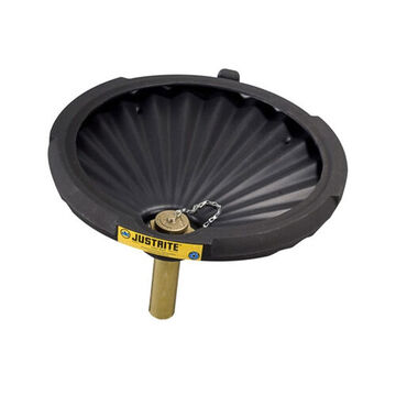 Flammables Drum Funnel, Closed Head Drum, Drum Fill Vent and Flame Arrester, Recycled Polyethylene, Black, 21 in Dia, 3.25in ht