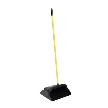 Light Weight Dustpan Lobby, 41-1/2 in lg, 12 in Overall wd, 36 in Handle lg, Plastic, Black