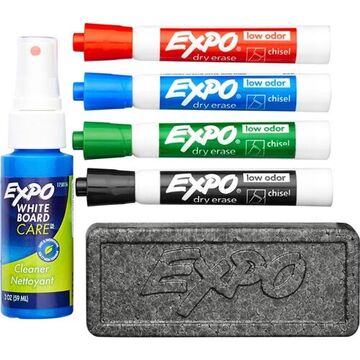 Low-Odor Dry Erase Marker, Black, Red, Blue, Green, Chisel