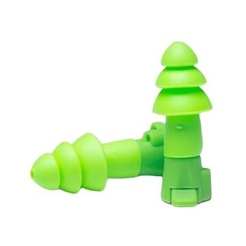 Dual Mode, General-Purpose, Reusable Ear Plug, 24 db, Flanged, Green, M