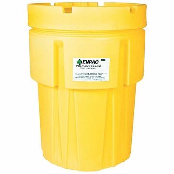 Overpack Drum, 65 gal, Open, Screw-on Lid, Polyethylene, 37.5 in ht