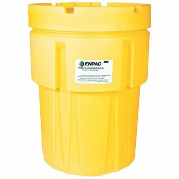 Overpack Drum, 65 gal, Open, Screw-on Lid, Polyethylene, 37.5 in ht