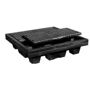 Drum Spill Pallet, 4 Drums, 55 gal, 12 in ht, Black