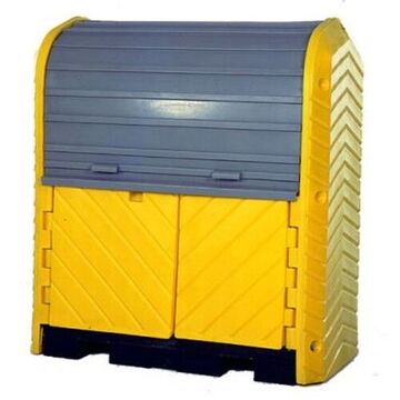 Hard Top Drum Spill Pallet, 2 Drums, 66 gal, 42 in ht, Yellow