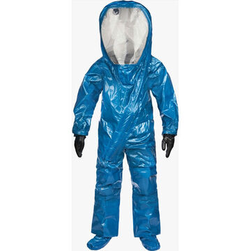 Heat Sealed Encapsulating Suit, Level A, 2XL, Blue, Silver Shield® Inner/Butyl Outer, Front