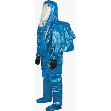 Heat Sealed Encapsulating Suit, Level A, M, Blue, Silver Shield® Inner/Butyl Outer, Front