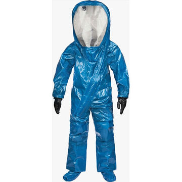 Heat Sealed Encapsulating Suit, Level A, M, Blue, Silver Shield® Inner/Butyl Outer, Front