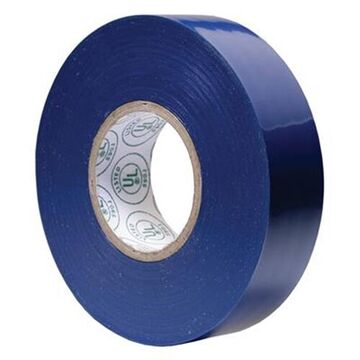 Electrical Tape, 20 m lg, 18 mm wd, 7 mil thk, Vinyl, Blue