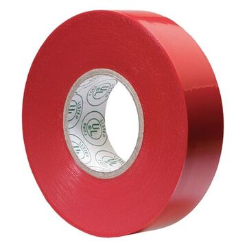 Electrical Tape, 20 m lg, 18 mm wd, 7 mil thk, Vinyl, Red