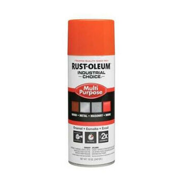 Multi-Purpose Enamel Spray Paint, 12 oz Container, Liquid, OSHA Safety Orange, 12 to 15 ft2